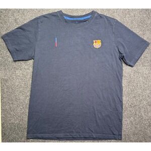 FC Barcelona Mens Navy Blue Graphic T-Shirt Barca Soccer Crest Cotton Size Large